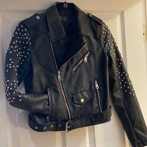 Faux leather jacket with studs